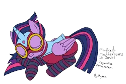 Size: 2653x1763 | Tagged: safe, artist:icey-wicey-1517, artist:thecloud96, color edit, derpibooru import, edit, masked matter-horn, twilight sparkle, twilight sparkle (alicorn), alicorn, pony, clothes, colored, costume, eyes closed, female, goggles, mare, outfit, power ponies, signature, simple background, sleeping, socks, solo, striped socks, transparent background