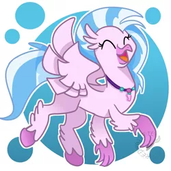 Size: 1300x1300 | Tagged: abstract background, artist:redpalette, classical hippogriff, colored hooves, cute, derpibooru import, diastreamies, digital art, eyes closed, female, flying, happy, hippogriff, jewelry, necklace, open mouth, safe, signature, silverstream, simple background, smiling, solo, spread wings, white background, wings