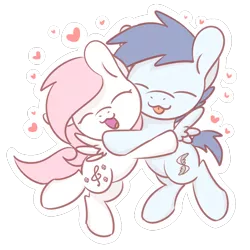 Size: 1280x1280 | Tagged: safe, artist:sugar morning, derpibooru import, oc, oc:slipstream, oc:sugar morning, unofficial characters only, pegasus, pony, chibi, couple, cute, female, flying, heart, hug, love, male, mare, oc x oc, shipping, simple background, stallion, sticker, straight, sugarstream, sweet, tongue out, transparent background