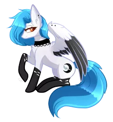 Size: 1327x1432 | Tagged: safe, artist:sugaryicecreammlp, derpibooru import, oc, oc:nocturnal eclipse, pegasus, pony, base used, choker, female, mare, simple background, sitting, solo, transparent background, two toned wings, wings