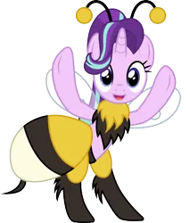 Size: 1020x1200 | Tagged: safe, artist:cloudyglow, derpibooru import, starlight glimmer, bee, insect, pony, unicorn, animal costume, bee costume, bumblebee, clothes, costume, female, mare, simple background, solo, transparent background
