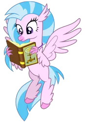 Size: 5707x8192 | Tagged: absurd resolution, artist:thatguy1945, book, classical hippogriff, cute, derpibooru import, diastreamies, happy, hippogriff, reading, safe, silverstream, simple background, solo, that hippogriff sure does love indoor plumbing, transparent background, vector, what lies beneath