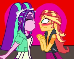 Size: 2500x2014 | Tagged: safe, artist:ktd1993, derpibooru import, aria blaze, sunset shimmer, equestria girls, equestria girls series, rainbow rocks, blushing, female, lesbian, shipping, sunblaze