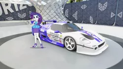 Size: 1079x606 | Tagged: safe, artist:forzaveteranenigma, derpibooru import, rarity, fanfic:equestria motorsports, equestria girls, equestria girls series, car, ferrari, ferrari f50, ferrari f50 gt, ferrarity, forza horizon 3, looking at you, solo