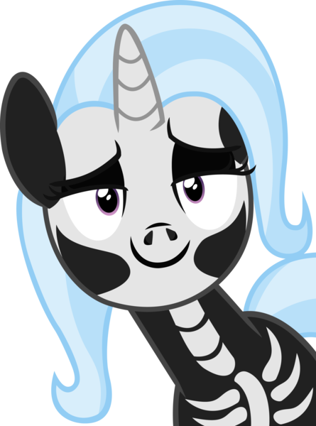 Size: 2879x3882 | Tagged: safe, artist:lyracorn, derpibooru import, edit, vector edit, trixie, pony, clothes, costume, halloween, holiday, simple background, skeleton costume, smug, solo, spooky, spooky scary skeleton, transparent background, vector