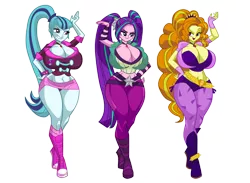 Size: 1024x748 | Tagged: suggestive, artist:art-2u, artist:megatron-returns, derpibooru import, adagio dazzle, aria blaze, sonata dusk, equestria girls, rainbow rocks, absolute cleavage, anatomically incorrect, belly button, big breasts, boots, breasts, busty adagio dazzle, busty aria blaze, busty dazzlings, busty sonata dusk, cleavage, clothes, curvy, disproportional anatomy, female, females only, gem, gray background, hourglass figure, huge breasts, image, leggings, midriff, miniskirt, open mouth, pigtails, png, ponytail, sexy, shoes, simple background, siren gem, skirt, stupid sexy adagio dazzle, stupid sexy aria blaze, stupid sexy dazzlings, stupid sexy sonata dusk, the dazzlings, transparent background, trio, trio female, twintails, upskirt, wide hips