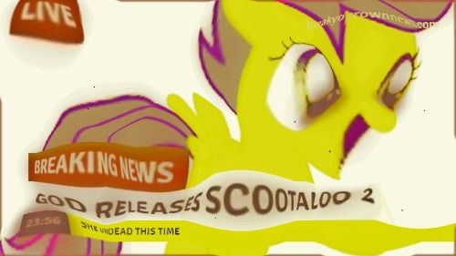 Size: 500x281 | Tagged: breaking news, deep fried meme, deep fried news, derpibooru import, exploitable meme, god, live, meme, safe, scootaloo