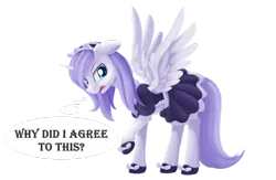 Size: 1024x668 | Tagged: safe, artist:dusthiel, derpibooru import, oc, oc:diamond shine, unofficial characters only, alicorn, pony, alicorn oc, clothes, crossdressing, femboy, horn, maid, male, open mouth, simple background, solo, stallion, transparent background, wings