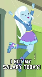 Size: 468x848 | Tagged: safe, derpibooru import, trixie, equestria girls, equestria girls series, forgotten friendship, cute, diatrixes, happy, jumping, reaction image, solo, this will end in joy