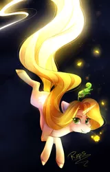 Size: 1777x2777 | Tagged: safe, artist:tamtamteru, derpibooru import, ponified, chameleon, pony, unicorn, female, mare, pascal, rapunzel, solo, tangled (disney)