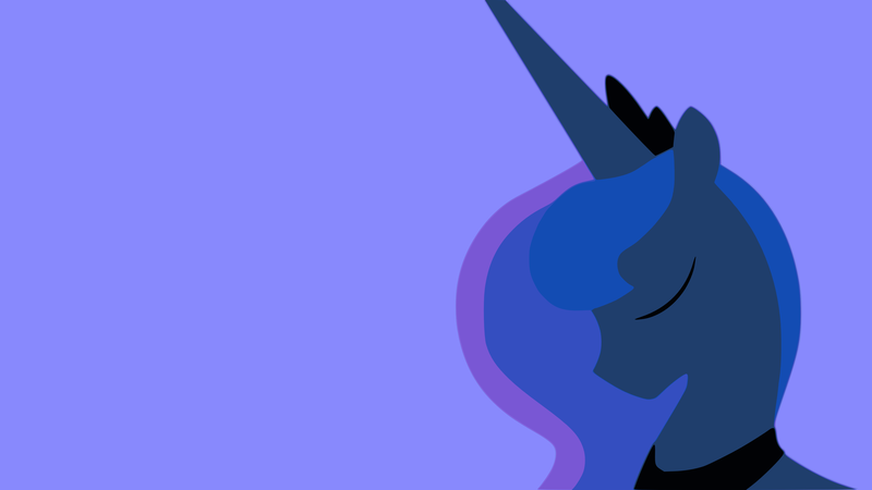 Size: 3842x2160 | Tagged: artist needed, safe, derpibooru import, princess luna, alicorn, pony, blue background, bust, eyes closed, female, horn, lineless, mare, minimalist, modern art, no mouth, portrait, profile, sad, simple background, solo, wallpaper