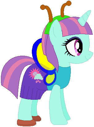 Size: 304x410 | Tagged: safe, artist:firestarartist, artist:user15432, derpibooru import, sunny flare, ponified, butterfly, butterfly pony, hybrid, pony, unicorn, equestria girls, antenna, antennae, base used, butterfly costume, butterfly wings, clothes, costume, equestria girls ponified, halloween, halloween costume, hasbro, hasbro studios, holiday, shoes, wings