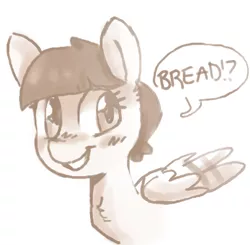 Size: 461x451 | Tagged: safe, artist:meowing-ghost, derpibooru import, oc, oc:peep, unofficial characters only, bird, bird pone, pegasus, pony, behaving like a bird, bust, exclamation point, female, image, interrobang, looking at you, mare, monochrome, png, question mark, simple background, solo, wings