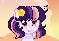 Size: 4286x2951 | Tagged: safe, artist:moon-rose-rosie, derpibooru import, oc, oc:celestial moon, pony, unicorn, cute, female, flower, flower in hair, magical lesbian spawn, mare, offspring, parent:rainbow dash, parent:twilight sparkle, parents:twidash, show accurate, solo