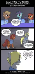 Size: 960x2000 | Tagged: safe, artist:terminuslucis, derpibooru import, oc, oc:sky hooves, earth pony, pegasus, pony, unicorn, comic:adapting to night, comic:adapting to night: the crusader's plan, armor, comic