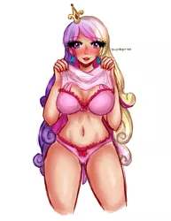 Size: 2975x3850 | Tagged: adorasexy, artist:mylittleyuri, big breasts, blushing, breasts, clothes, cute, derpibooru import, digital art, female, human, humanized, lingerie, milf, panties, princess cadance, sexy, signature, solo, solo female, suggestive, thighs, thunder thighs, underwear
