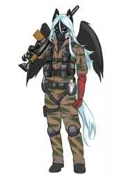 Size: 3307x4677 | Tagged: amputee, anthro, anthro oc, artist:profiterole, battle rifle, camouflage, canteen, clothes, derpibooru import, gun, knee pads, male, metal gear solid 5, oc, oc:stormfall, popped collar, prosthetic arm, prosthetic limb, prosthetics, rifle, rolled up sleeves, safe, stallion, suppressor, unofficial characters only, venom snake, weapon