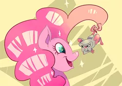 Size: 500x354 | Tagged: safe, artist:enfant-des-reves, derpibooru import, pinkie pie, earth pony, pony, crossover, looking at each other, open mouth, pinkie and the brain, pinky and the brain, smiling, starry eyes, the brain, wingding eyes