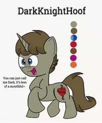 Size: 1056x1283 | Tagged: safe, artist:darkknighthoof, derpibooru import, oc, oc:darkknighthoof, unofficial characters only, pony, unicorn, fangs, male, open mouth, raised hoof, reference sheet, simple background, solo, stallion, white background