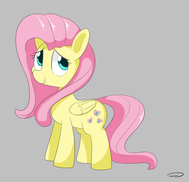 Size: 3396x3271 | Tagged: safe, artist:taurson, derpibooru import, fluttershy, pegasus, pony, cute, female, gray background, mare, simple background, smiling, solo