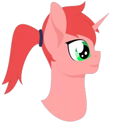 Size: 3000x3311 | Tagged: safe, artist:alltimemine, derpibooru import, oc, oc:glowink, unofficial characters only, pony, unicorn, bust, female, head, horn, inkscape, lineless, mare, ponytail, portrait, profile, simple background, smiling, solo, transparent background, vector