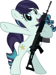 Size: 774x1033 | Tagged: artist:marcusvanngriffin, artist:marcuvan0, assault rifle, coloratura, derpibooru import, female, fnc, fn fnc, gun, rara, rifle, safe, simple background, solo, transparent background, vector, weapon