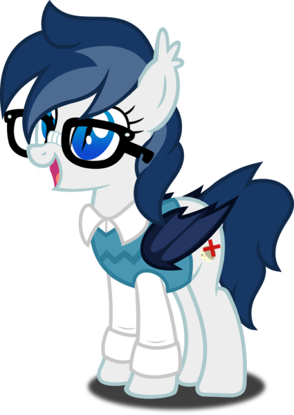 Size: 1280x1808 | Tagged: safe, artist:fletcherthehuntress, derpibooru import, oc, oc:nighthoof, bat pony, bat pony oc, bat wings, clothes, cute, female, glasses, open mouth, simple background, smiling, solo, suit, transparent background, wings