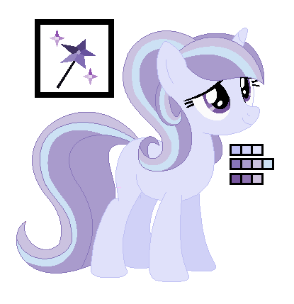 Size: 415x429 | Tagged: safe, artist:awoomarblesoda, derpibooru import, oc, oc:starlit sensation, pony, unicorn, female, magical lesbian spawn, mare, offspring, parent:starlight glimmer, parent:trixie, parents:startrix, reference sheet, simple background, solo, transparent background