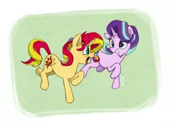 Size: 2112x1592 | Tagged: safe, artist:ilacavgbmjc, derpibooru import, starlight glimmer, sunset shimmer, pony, unicorn, duo, female, looking at each other, mare, smiling