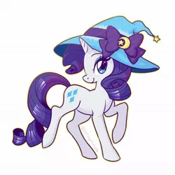 Size: 1080x1080 | Tagged: safe, artist:anzicorn, derpibooru import, rarity, pony, unicorn, female, hat, looking at you, mare, simple background, solo, transparent background, witch hat