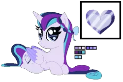 Size: 530x355 | Tagged: safe, artist:awoomarblesoda, derpibooru import, oc, oc:cristal, alicorn, pony, female, mare, offspring, parent:princess cadance, parent:shining armor, parents:shiningcadance, prone, reference sheet, simple background, solo, transparent background