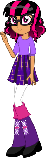 Size: 1184x4005 | Tagged: safe, artist:sketchmcreations, derpibooru import, part of a set, oc, oc:lavender heart, equestria girls, clothes, commission, equestria girls-ified, female, glasses, leg warmers, pantyhose, pleated skirt, shoes, simple background, skirt, solo, transparent background