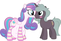 Size: 9388x6400 | Tagged: safe, artist:parclytaxel, derpibooru import, princess flurry heart, oc, oc:shimmering glow, alicorn, pony, unicorn, .svg available, absurd resolution, adult, blushing, canon x oc, clothes, couple, female, flurryglow, husband and wife, hyper, hyper belly, hyper pregnancy, impossibly large belly, kicking, kiss on the cheek, kissing, male, mama flurry, mare, married couple, multiple pregnancy, offspring, offspring shipping, older, older flurry heart, parent:king sombra, parent:radiant hope, parents:hopebra, pregnant, shipping, simple background, socks, stallion, straight, striped socks, transparent background, vector