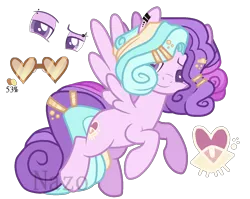 Size: 1338x1067 | Tagged: safe, artist:owl-clockwork, derpibooru import, oc, oc:pastel lovey-dovie, unofficial characters only, pegasus, pony, female, mare, offspring, parent:princess cadance, parent:shining armor, parents:shiningcadance, reference sheet, simple background, solo, transparent background