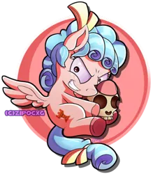 Size: 400x456 | Tagged: safe, artist:zipo-chan, derpibooru import, cozy glow, pegasus, pony, school raze, female, filly, simple background, skull, solo, transparent background