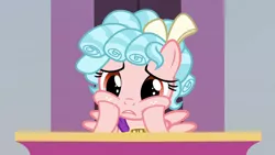 Size: 1280x720 | Tagged: safe, derpibooru import, screencap, cozy glow, pegasus, pony, school raze, female, filly, solo, squishy cheeks