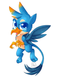 Size: 774x1032 | Tagged: safe, artist:blazemizu, derpibooru import, gallus, gryphon, chest fluff, claws, cute, gallabetes, looking at you, male, paws, simple background, tail, transparent background, wings