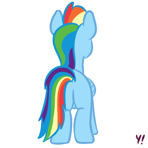 Size: 500x500 | Tagged: safe, alternate version, artist:yakoshi, derpibooru import, part of a set, rainbow dash, pegasus, pony, 8 angles of pony collaboration, behind, butt, female, mare, rainbutt dash, simple background, solo, transparent background