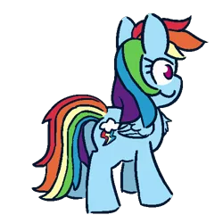 Size: 500x500 | Tagged: safe, alternate version, artist:threetwotwo32232, derpibooru import, part of a set, rainbow dash, pegasus, pony, 8 angles of pony collaboration, chest fluff, female, mare, simple background, smiling, solo, transparent background