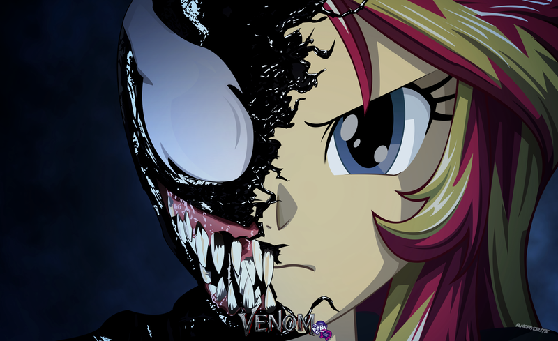 Size: 2356x1440 | Tagged: safe, artist:ngrycritic, derpibooru import, sunset shimmer, equestria girls, clothes, crossover, female, marvel, sunset shimmer day, symbiote, venom