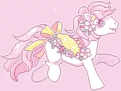 Size: 676x508 | Tagged: artist:conphettey, derpibooru import, flower bouquet, g1, pixel art, safe, solo