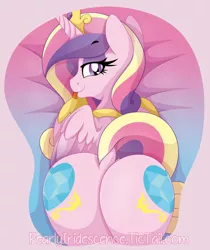 Size: 1139x1354 | Tagged: suggestive, artist:pearlyiridescence, derpibooru import, princess cadance, alicorn, pony, bedroom eyes, both cutie marks, butt, crown, curvy, cutie mark, dock, eyelashes, female, heart eyes, jewelry, looking at you, looking back, looking back at you, lovebutt, mare, mousepad, mousepad for the fearless, oppai mousepad, peytral, plot, purple eyes, raised eyebrow, regalia, royalty, sexy, smiling, solo, solo female, stupid sexy princess cadance, the ass was fat, thicc ass, tongue out, wingding eyes, wings