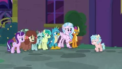 Size: 1280x720 | Tagged: safe, derpibooru import, screencap, cozy glow, gallus, ocellus, sandbar, silverstream, smolder, starlight glimmer, yona, changedling, changeling, classical hippogriff, dragon, earth pony, gryphon, hippogriff, pegasus, pony, unicorn, yak, school raze, angry, bow, claws, cloven hooves, colored hooves, cozy glow is not amused, cutie mark, dragoness, female, filly, foal, hair bow, jewelry, male, mare, monkey swings, necklace, student six, teenager, wings