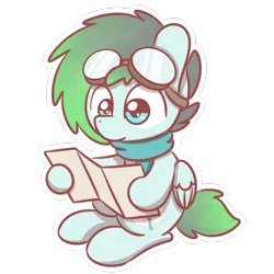 Size: 1280x1280 | Tagged: safe, artist:sugar morning, derpibooru import, oc, oc:gryph xander, unofficial characters only, pegasus, pony, chibi, clothes, cute, goggles, map, reading, scarf, simple background, sitting, solo, transparent background