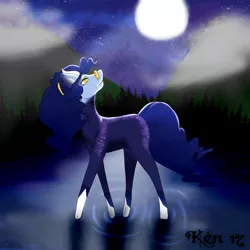 Size: 2000x2000 | Tagged: artist:kensynvalkry, cloud, contest prize, derpibooru import, moon, night, oc, safe, signature, solo, unofficial characters only, water