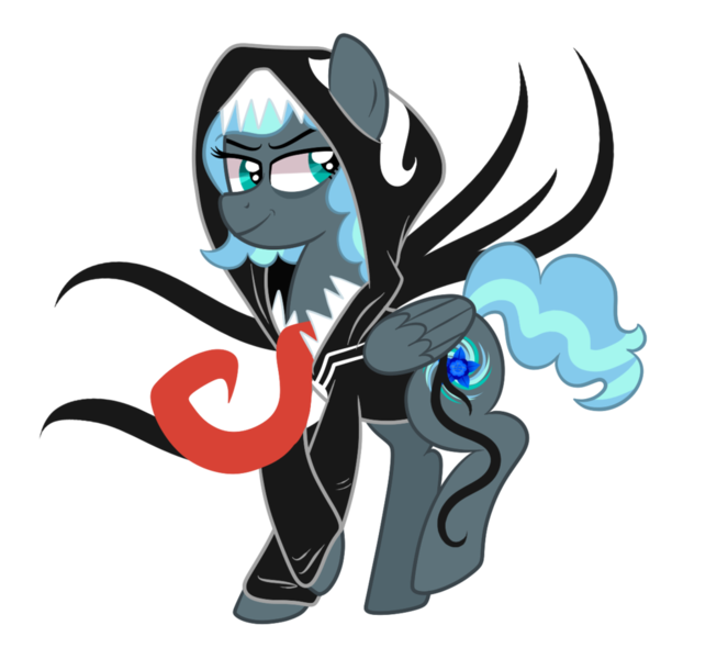 Size: 1024x927 | Tagged: safe, artist:ashidaii, derpibooru import, oc, oc:floral rift, pegasus, pony, clothes, costume, female, mare, nightmare night costume, simple background, solo, transparent background, venom