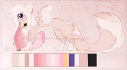 Size: 1600x881 | Tagged: safe, artist:little-sketches, derpibooru import, oc, draconequus, chest fluff, collar, cute, female, fluffy, fluffy tail, looking at you, paws, reference sheet, solo