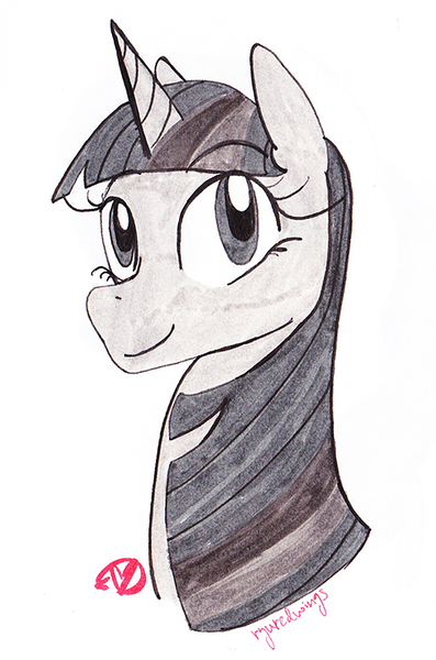 Size: 487x736 | Tagged: artist:ryuredwings, bust, derpibooru import, inktober, looking at you, portrait, safe, solo, twilight sparkle