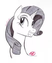 Size: 670x800 | Tagged: safe, artist:ryuredwings, derpibooru import, rarity, pony, unicorn, bust, happy, inktober, portrait, solo