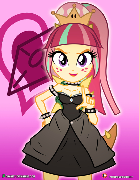 Size: 3090x4000 | Tagged: safe, artist:dieart77, derpibooru import, sour sweet, equestria girls, bowsette, clothes, cosplay, costume, crossover, cute, freckles, halloween, holiday, looking at you, nintendo, pointing, solo, sourbetes, super crown, super mario bros., video game crossover